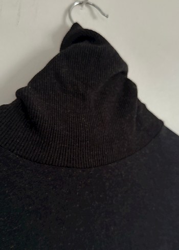 Siyah Uzun Kollu Yüksek Yakalı Triko Elbise - Görsel 3