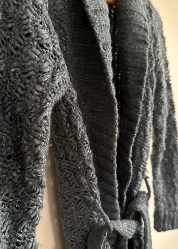 Gri Örgü Kadın Hırka Midi Boy - Görsel 3