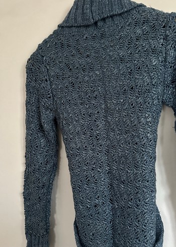 Gri Örgü Kadın Hırka Midi Boy - Görsel 5