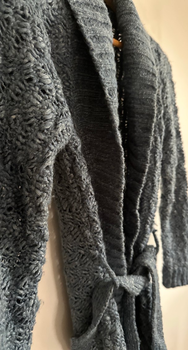 Gri Örgü Kadın Hırka Midi Boy - Görsel 3