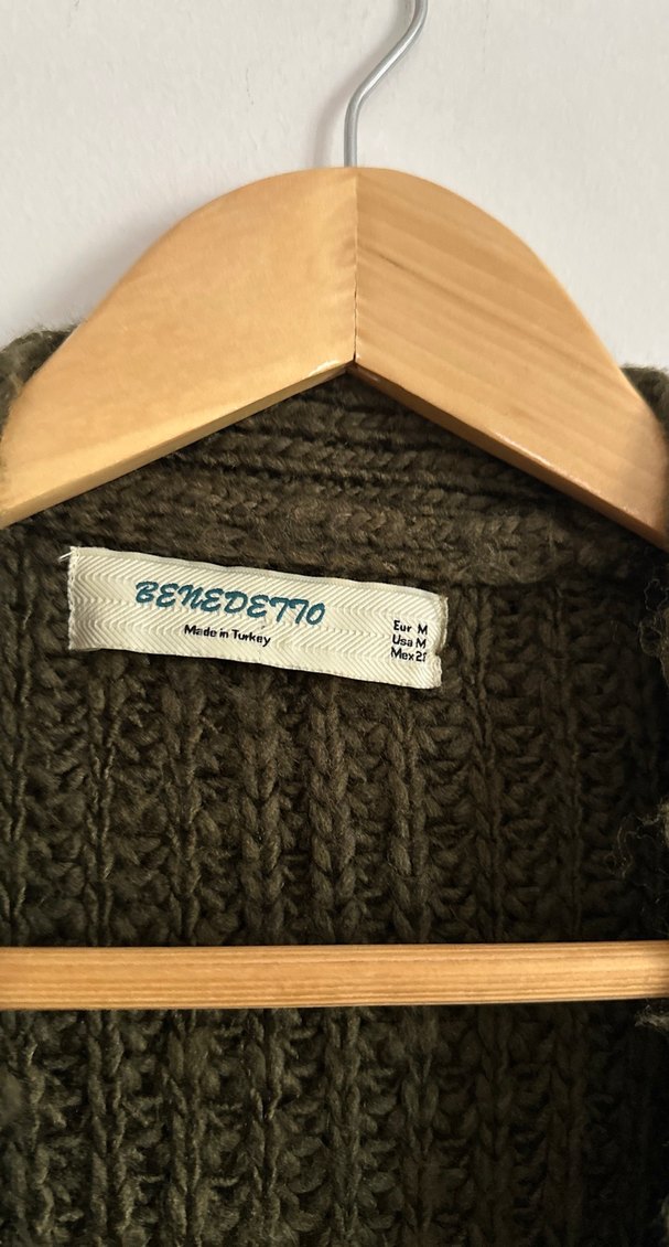 Düğmeli Kahverengi Örgü Kadın Hırka - Görsel 3