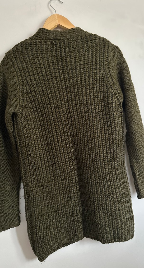 Düğmeli Kahverengi Örgü Kadın Hırka - Görsel 4