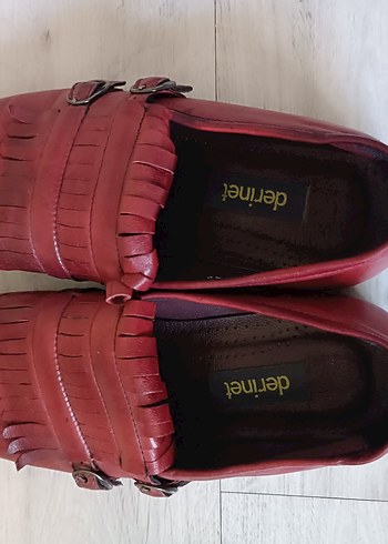 42 Beden kırmızı Renk Erkek ayakkabı Kırmızı Deri Tokalı Oxfords