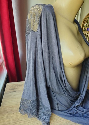 H&M Gri Uzun Kollu Bohem Kadın Sabahlık - Görsel 6