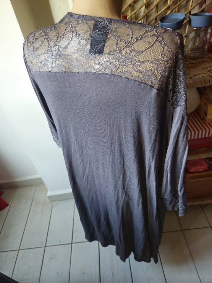 H&M Gri Uzun Kollu Bohem Kadın Sabahlık - Görsel 2