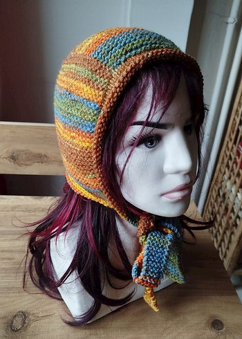 Vintage Çok Renkli Örgü Bonnet - Görsel 2