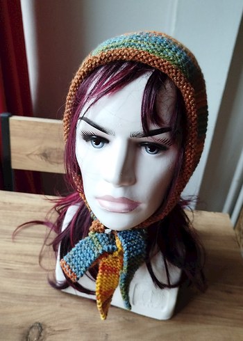 Vintage Çok Renkli Örgü Bonnet - Görsel 5