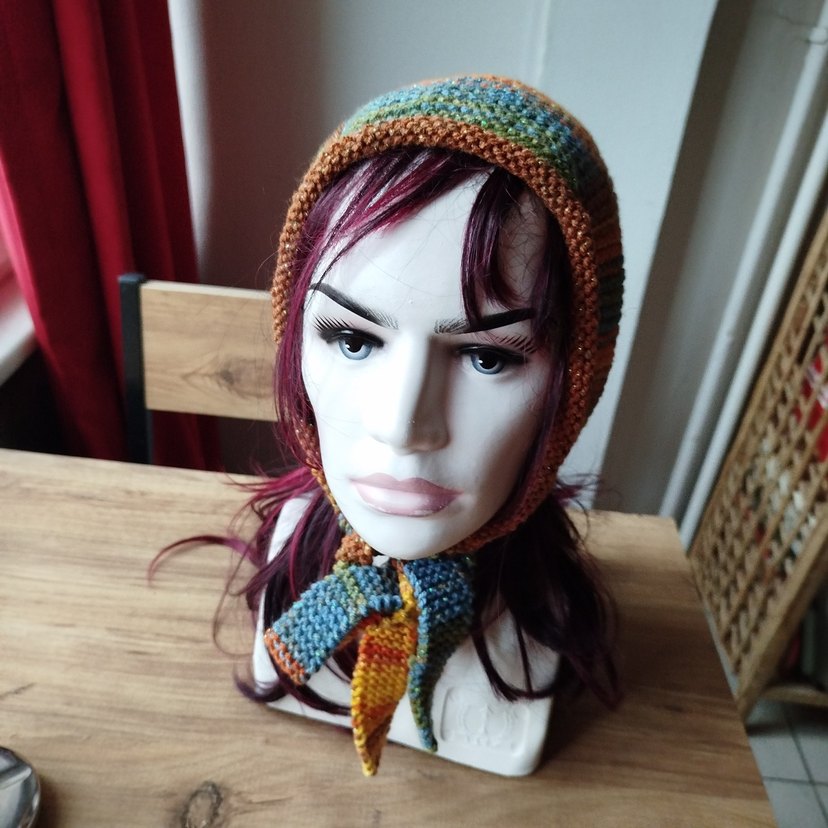 Vintage Çok Renkli Örgü Bonnet - Görsel 5