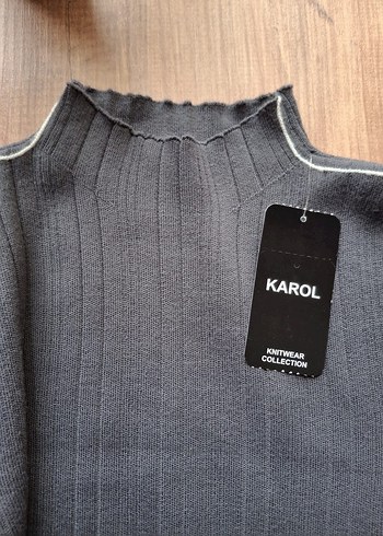 Gri Fitilli Uzun Kollu Triko Elbise - Görsel 8