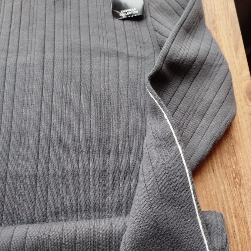 Gri Fitilli Uzun Kollu Triko Elbise - Görsel 4