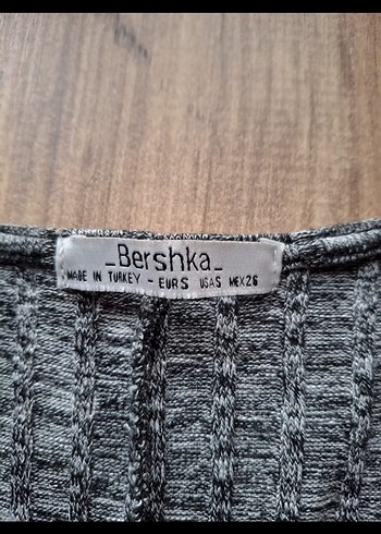 Bershka Gri V Yaka Uzun Kollu Triko Elbise - Görsel 8