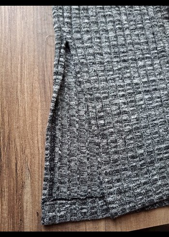 Bershka Gri V Yaka Uzun Kollu Triko Elbise - Görsel 7