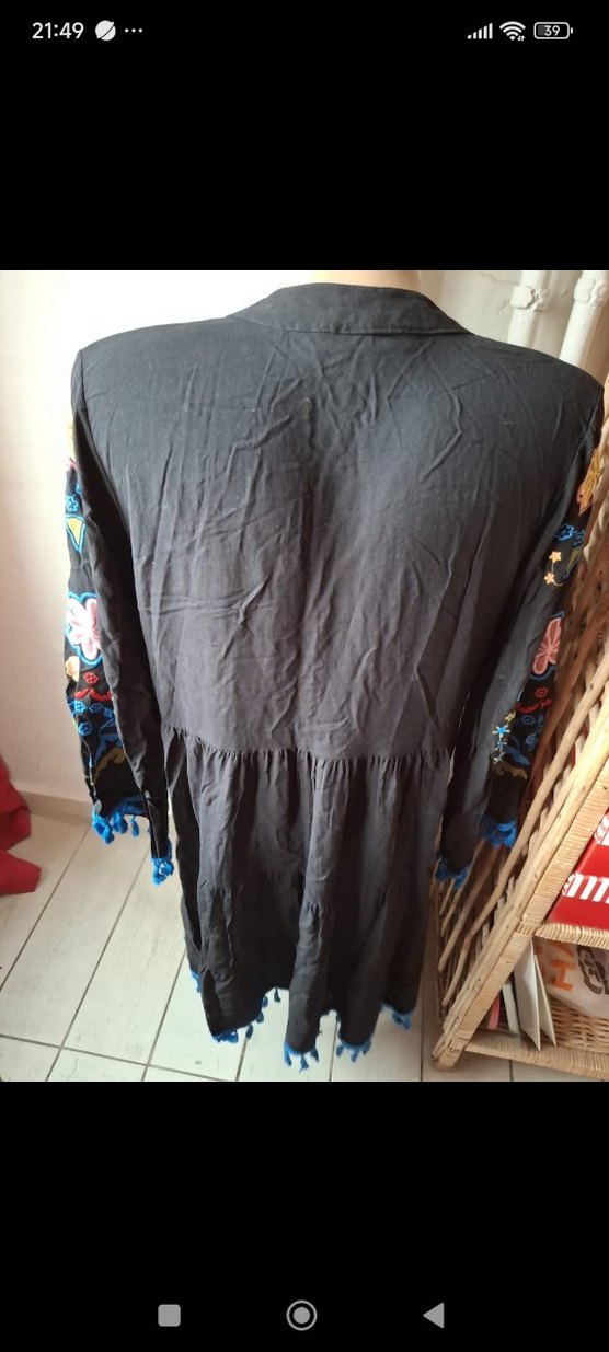 Püsküllü Nakışlı Bohem Uzun Kollu Elbise - Görsel 4