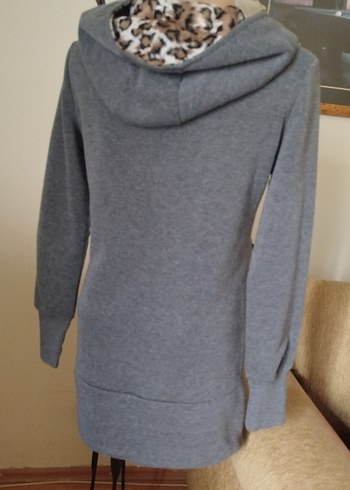 Yurtdışı Füme Kapüşonlu Fermuarlı Hırka - Görsel 2