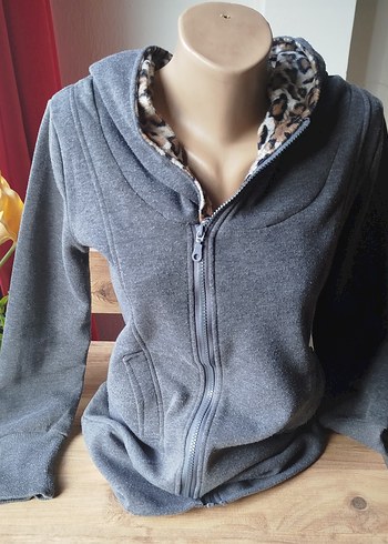 Yurtdışı Füme Kapüşonlu Fermuarlı Hırka - Görsel 5