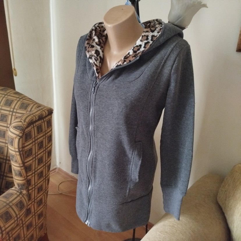 Yurtdışı Füme Kapüşonlu Fermuarlı Hırka - Görsel 3