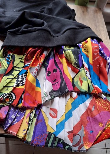 Drapeli Çok Renkli Midi Sweatshirt/Elbise - Görsel 4