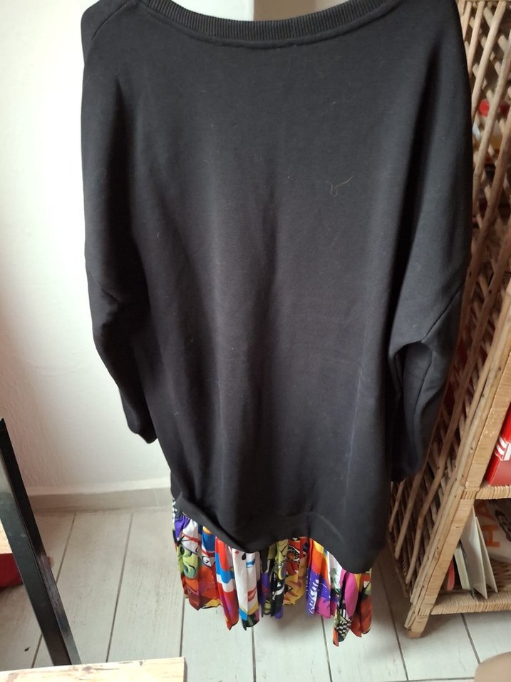 Drapeli Çok Renkli Midi Sweatshirt/Elbise - Görsel 2