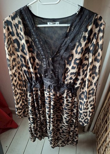 Leopar Desenli Bohem Elbise - Görsel 7