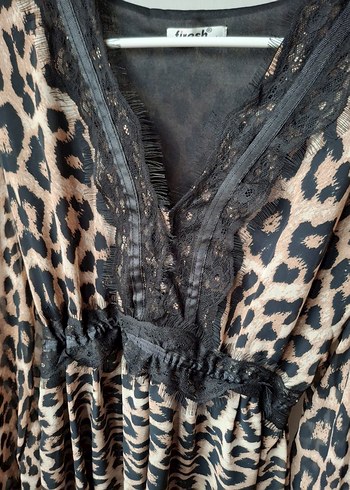 Leopar Desenli Bohem Elbise - Görsel 4