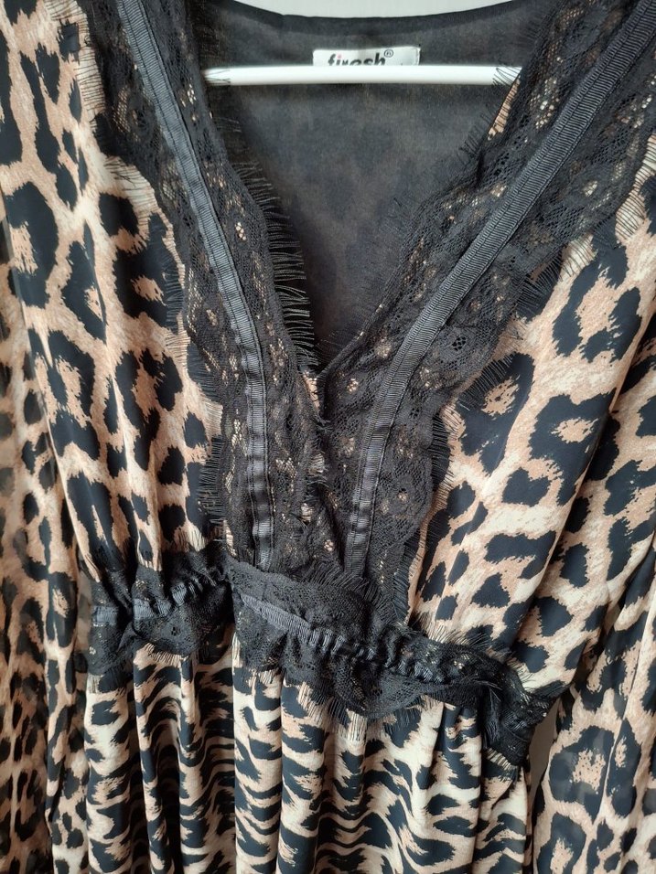 Leopar Desenli Bohem Elbise - Görsel 4