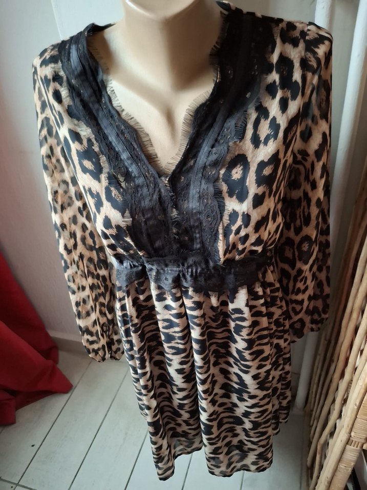 Leopar Desenli Bohem Elbise - Görsel 2