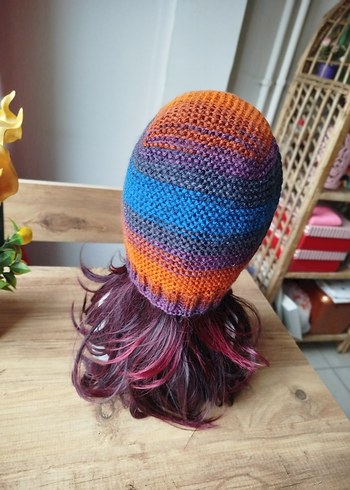 YENİ! Vintage Tasarım Çok Renkli Örgü Bonnet - Görsel 7