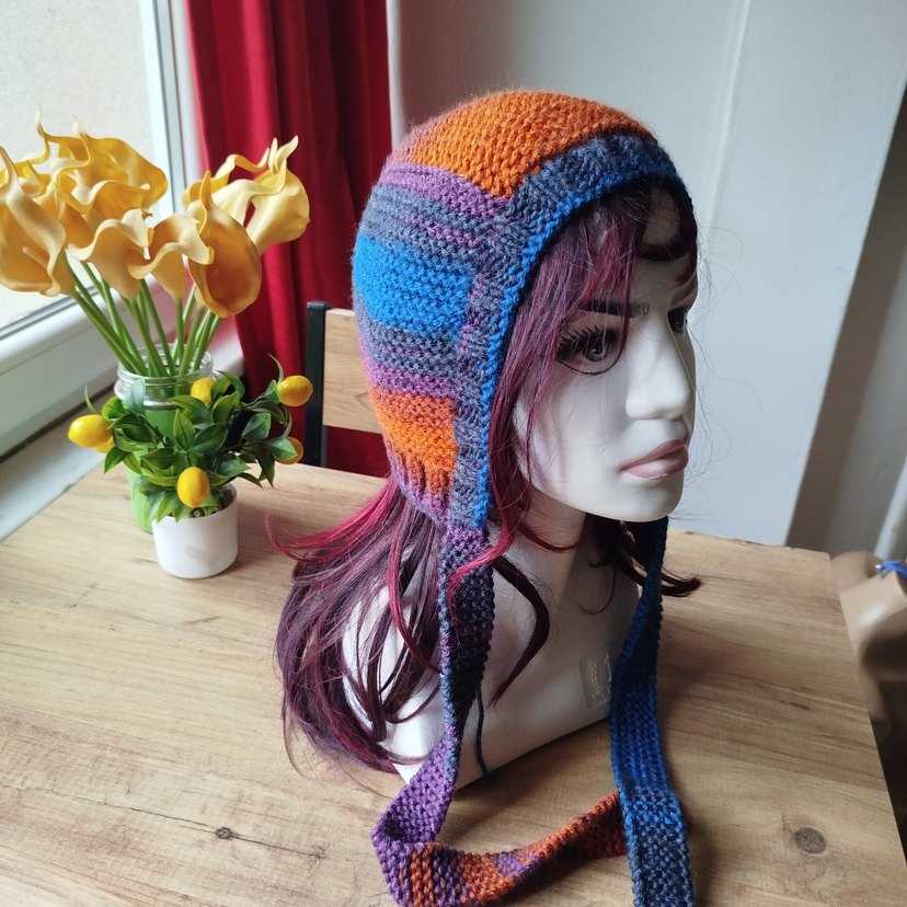 YENİ! Vintage Tasarım Çok Renkli Örgü Bonnet - Görsel 3