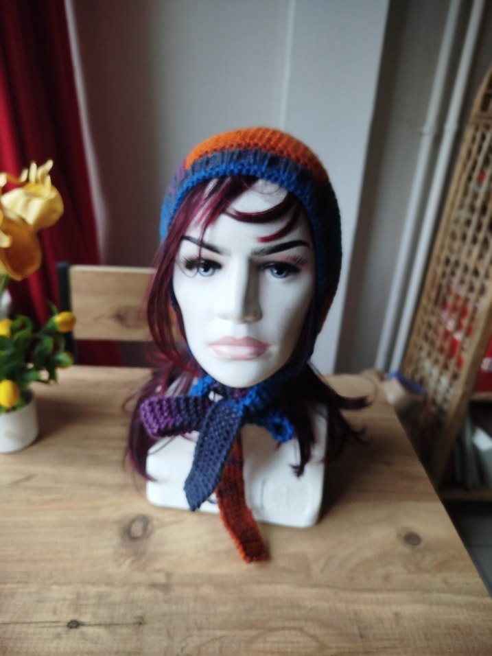 YENİ! Vintage Tasarım Çok Renkli Örgü Bonnet - Görsel 4