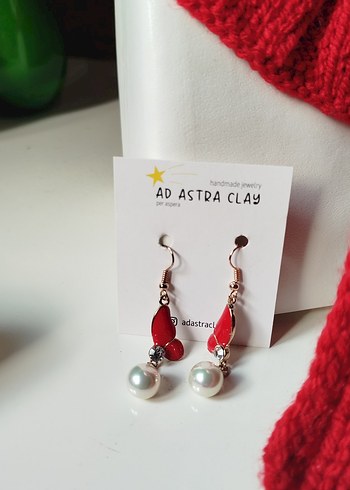 Küpe Hediyeli Tasarım Kırmızı Örgü Boyunluk - Görsel 5