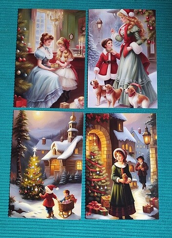 Yeni Yıl Temalı Simli Kartpostal 