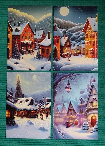Yeni Yıl Temalı Simli Kartpostal 