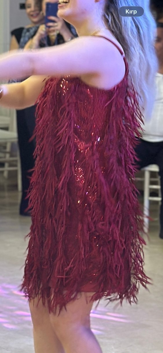 Bordo püsküllü ve askılı kına elbisesi - Görsel 2