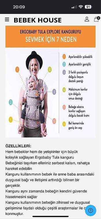 Beden Ergobaby tula kanguru (SATILDI)
