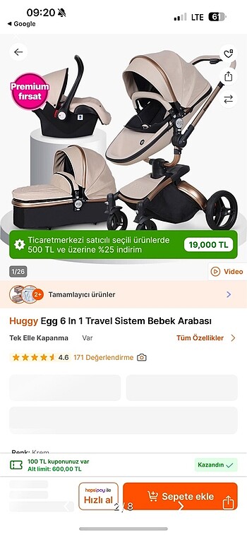 Diğer Huggy egg travel bebek arabası