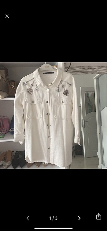 Zara model taşlı gömlek