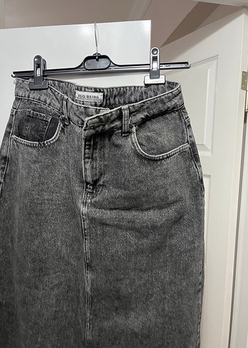 Diğer Gri Midi Denim Kadın Etek