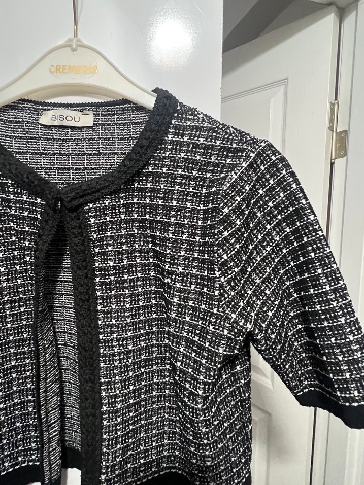 Kız Çocuk Siyah-Beyaz Örgü Bolero - Görsel 2