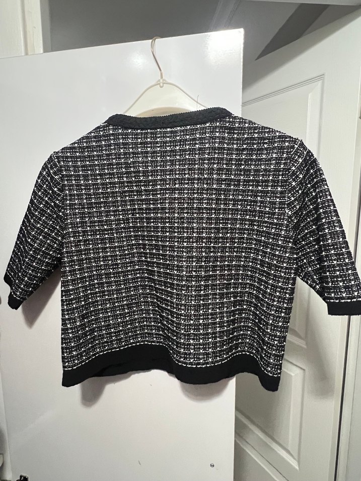 Kız Çocuk Siyah-Beyaz Örgü Bolero - Görsel 4