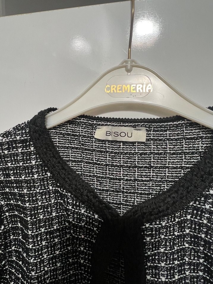 Kız Çocuk Siyah-Beyaz Örgü Bolero - Görsel 3