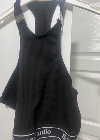 Kız Çocuk Siyah Askılı Halter Yaka Atlet - Görsel 2