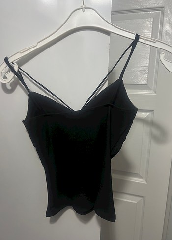 Siyah Mini V Yaka İnce Askılı Bustiyer - Görsel 4