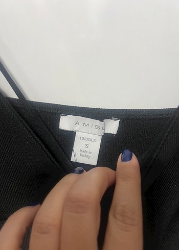 Siyah Mini V Yaka İnce Askılı Bustiyer - Görsel 3