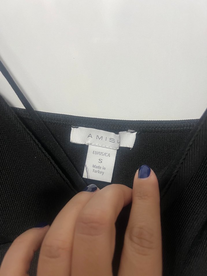 Siyah Mini V Yaka İnce Askılı Bustiyer - Görsel 3