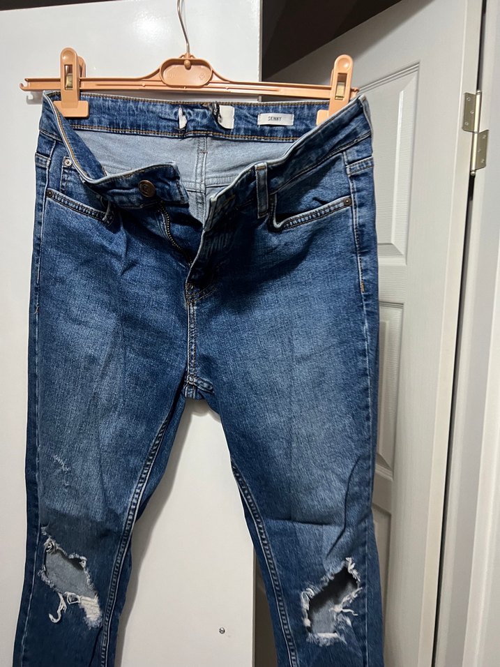 Kadın İndigo Kot Pantolon - Dar Kesim - Görsel 2