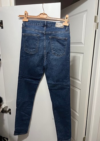 Kadın Mavi Denim Kemerli Sıkı Kesim Jean - Görsel 5