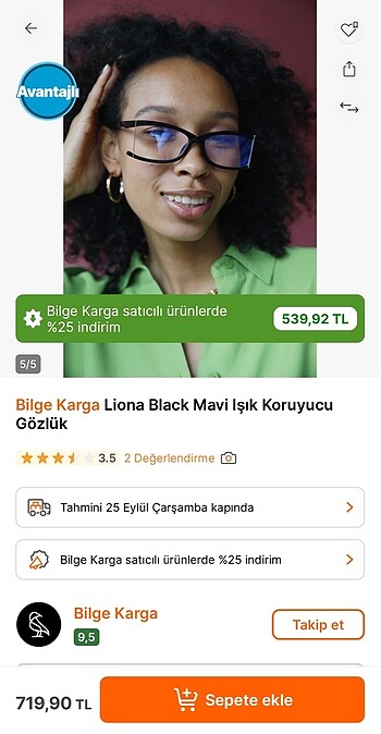  Beden Bilge Karga Liona Black Mavi Işık Koruyucu Gözlük