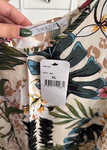 xl Beden Yeşil Desenli Bohem Kadın Elbise