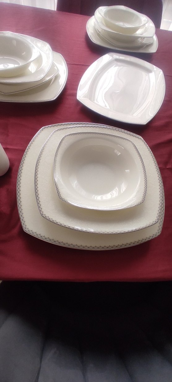 Gri Desenli Beyaz Yemek Tabağı Seti - Görsel 3