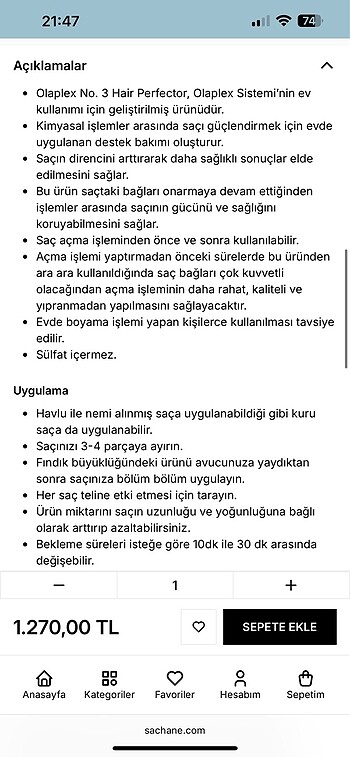 Beden Olaplex no:3 saç bakım